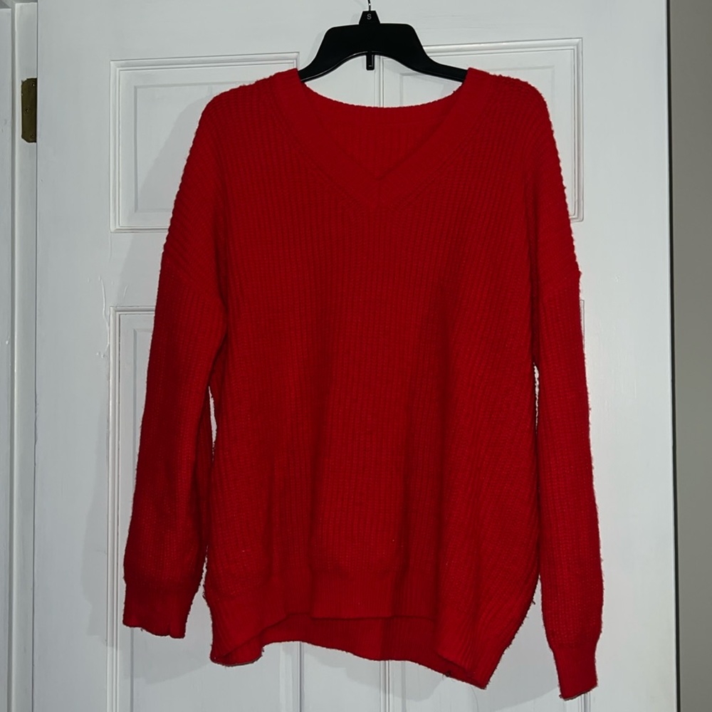 Cherry red knit sweater